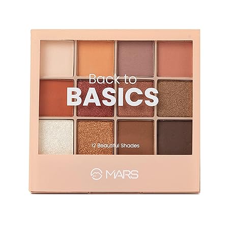 MARS 12 Shades Back to Basics Eyeshadow Palette with Free Applicator | Matte | Shimmer | Beginner Friendly & Long Lasting Eye Shadow Palette (14.4 gm) (Shade-02)